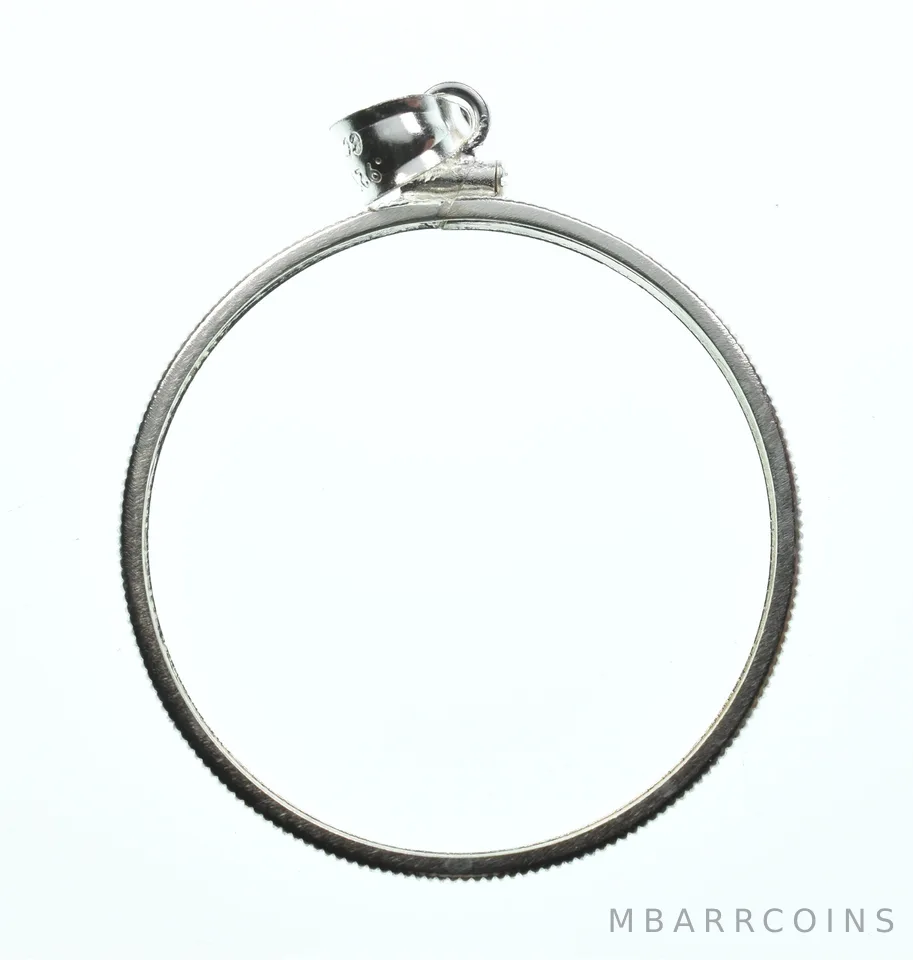 Sterling Silver 33 MM Coin Bezel Pendant Frame Edge *2397