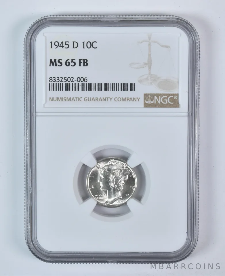 1945-D Mercury Dime MS65 FB NGC Brown Label