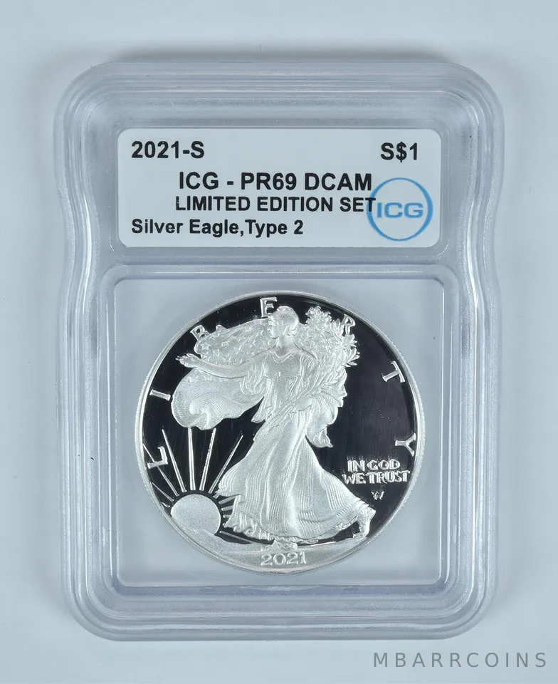 2021-S American Silver Eagle Type 2 Limited Edition Set PR69 DCAM ICG