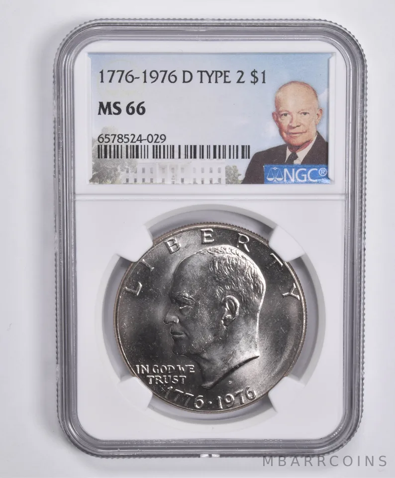 1976-D Eisenhower $1 Type 2 MS66 NGC Special Lbl