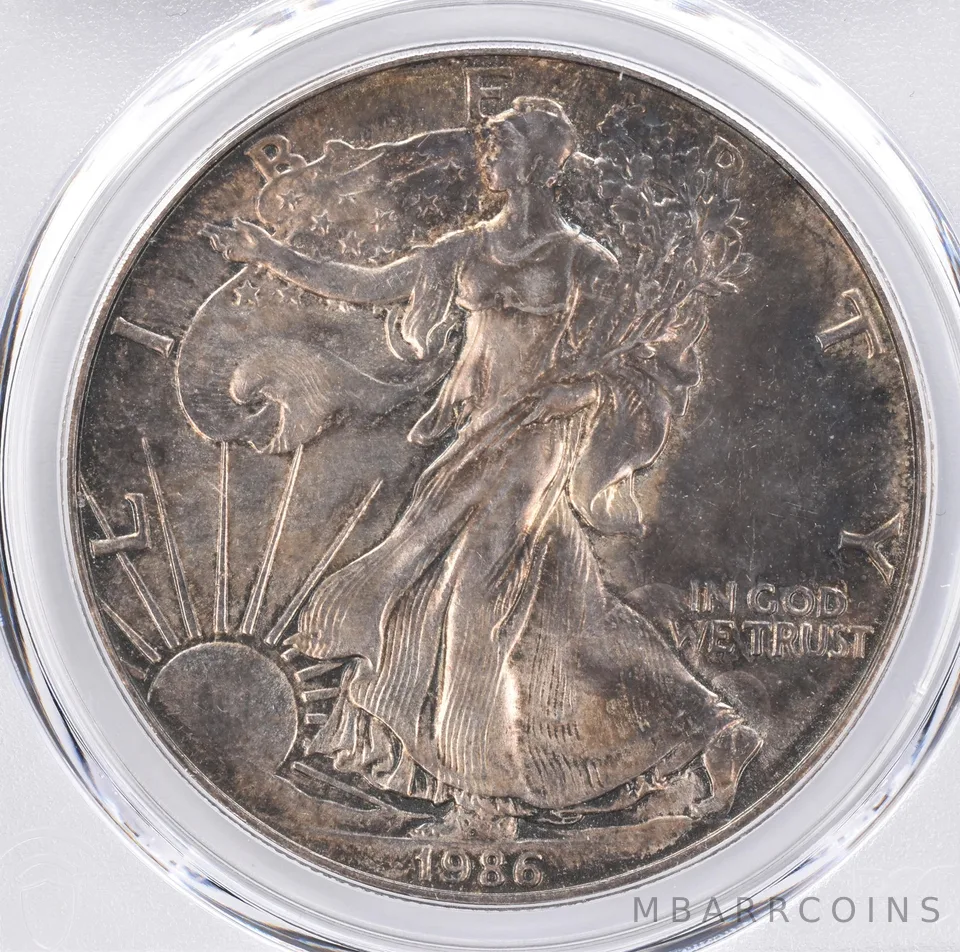 1986 American Silver Eagle MS63 PCGS Beautiful Tone *1501