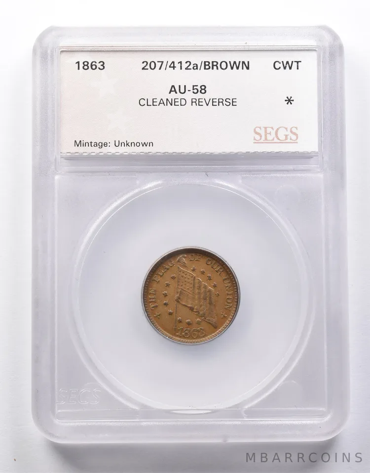 1863 Civil War Token Flag Of Our Union *8613