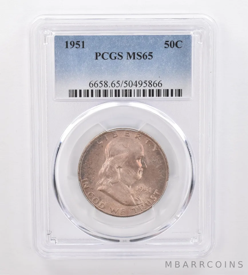 1951 Franklin Half Dollar MS65 PCGS Beautiful Tone *0040