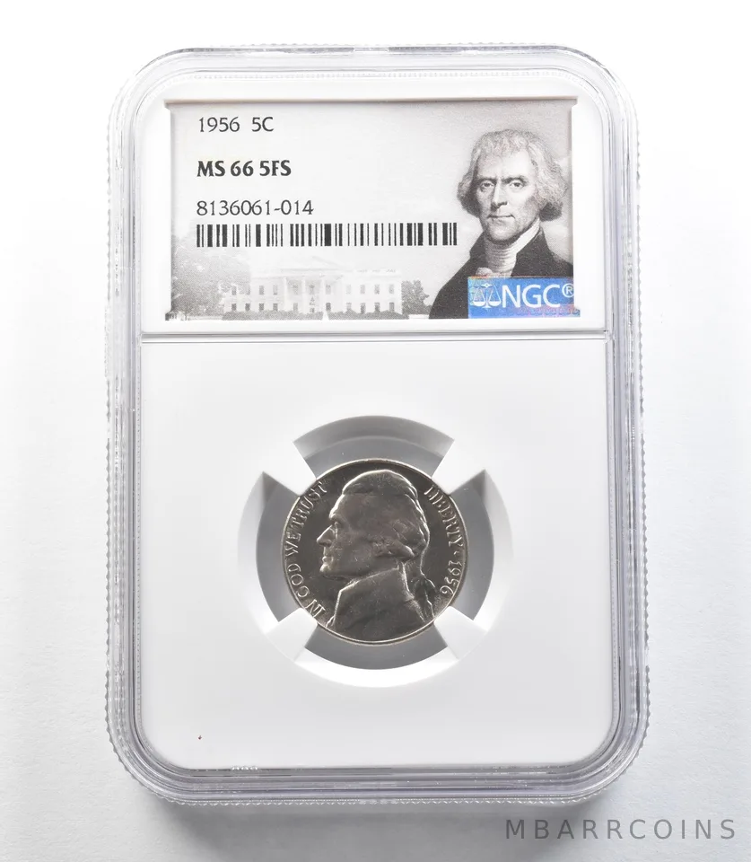1956 Jefferson Nickel MS66 5FS NGC PQ *0128