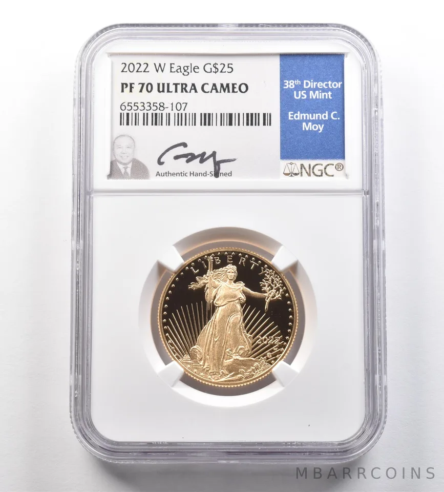 2022-W $25 American Gold Eagle 1/2 Oz PF70 UCAM NGC Edmund C Moy *2578
