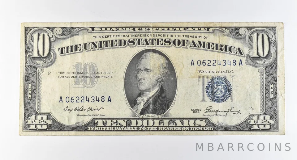 Better 1953 Silver Certificate $10 United States Note - Better Grade *735