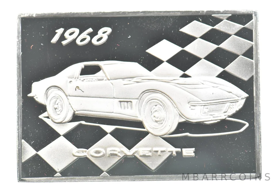 1968 Corvette Silver Art Bar Vintage Car a3272