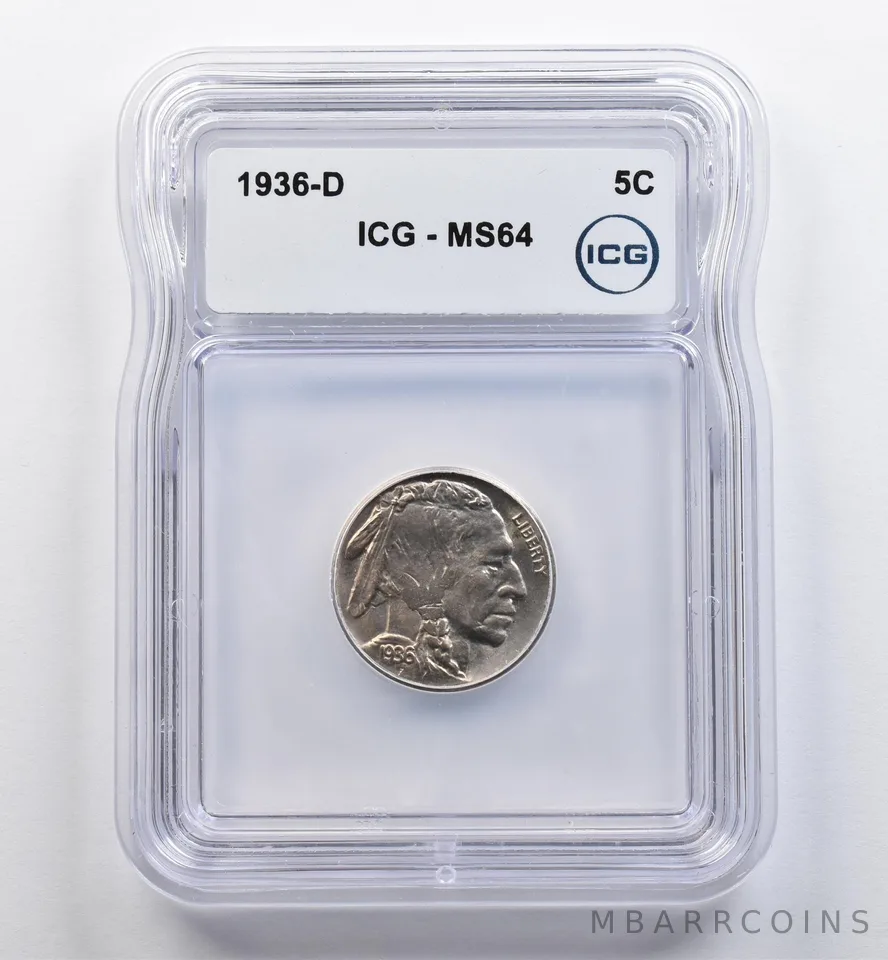 1936-D Indian Head Buffalo Nickel MS64 ICG *9013