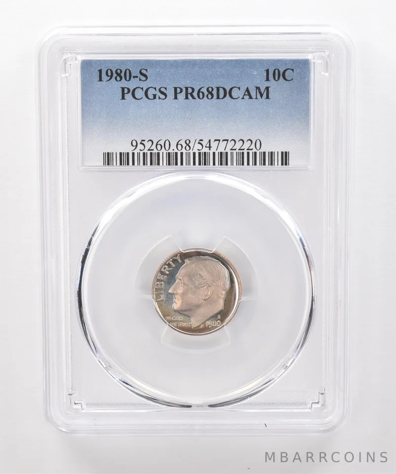 1980-S Roosevelt Dime PR68 DCAM PCGS Beautiful Tone *1879