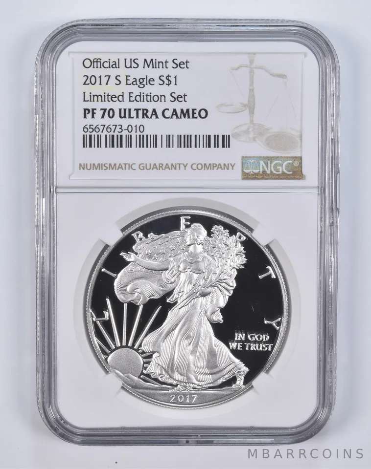 2017-S PF70 UCAM American Silver Eagle Limited Edition Set NGC Brown Label