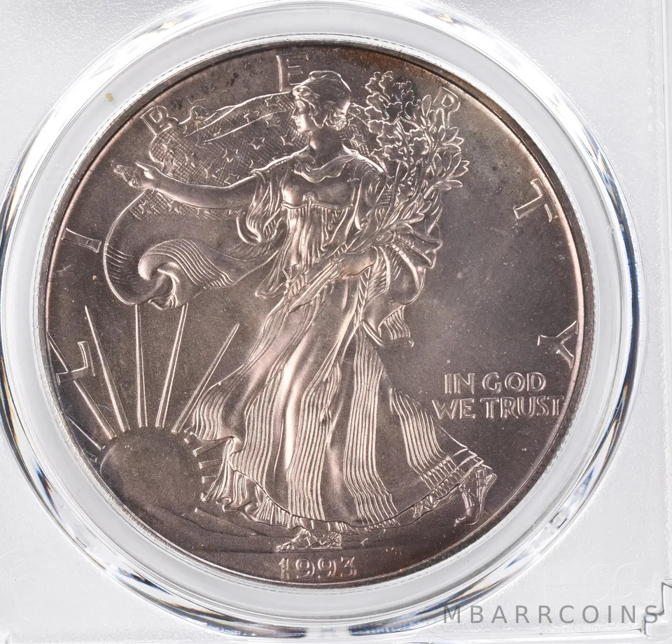 1993 American Silver Eagle MS68 PCGS Beautiful Tone *1166