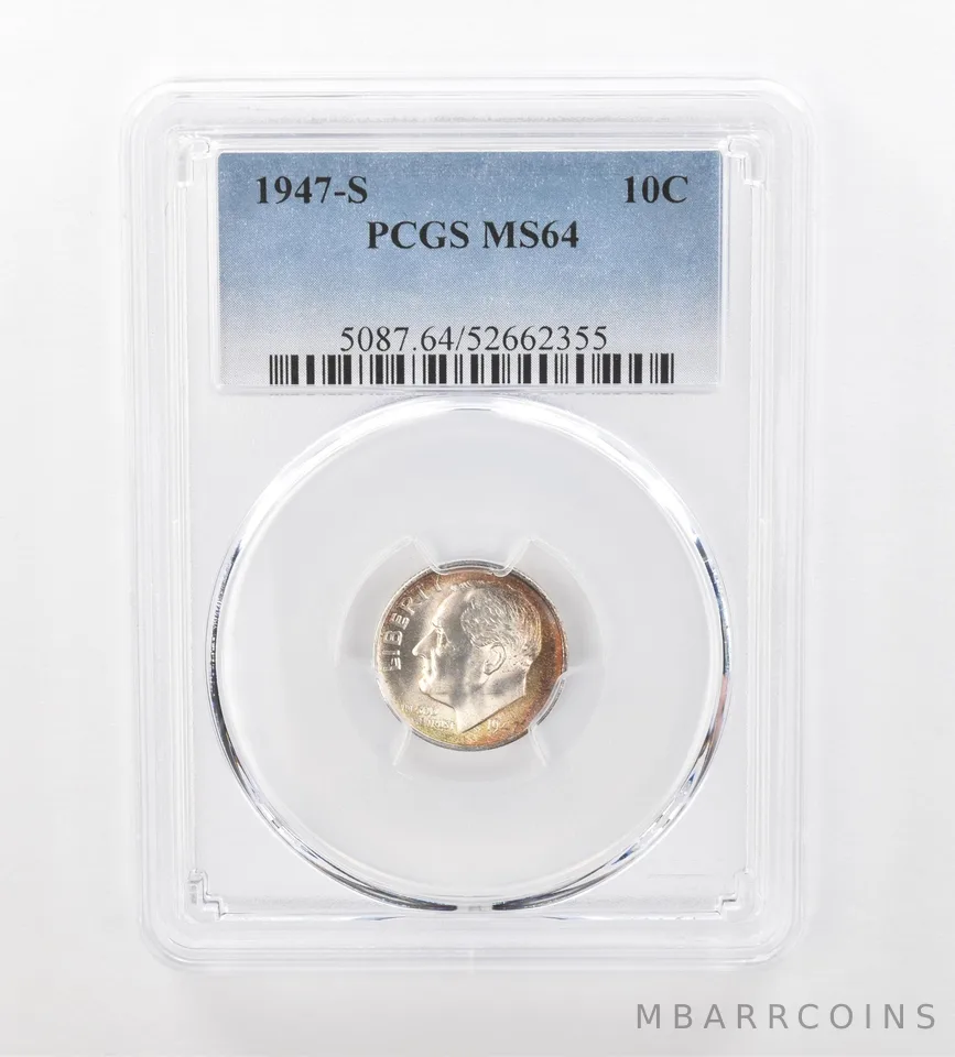 1947-S Roosevelt Dime MS64 PCGS Beautiful Tone a1034