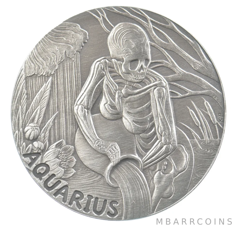 2015 Skullcoins Memento Mori Zodiac Aquarius Silver *6703