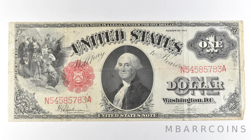 1917 $1 Legal Tender Large Note Red Seal *3058