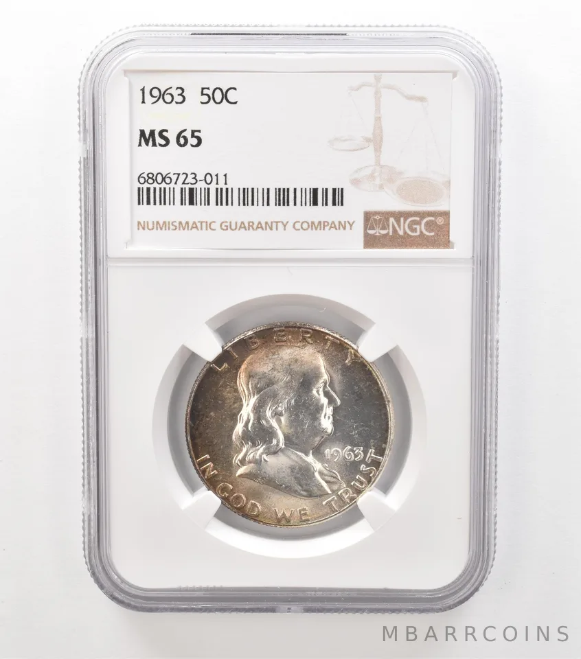 1963 Franklin Half Dollar MS65 NGC Beautiful Tone a3633