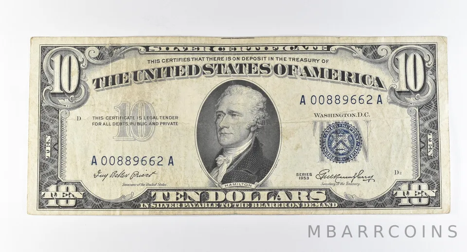 Better 1953 Silver Certificate $10 United States Note - Better Grade *736