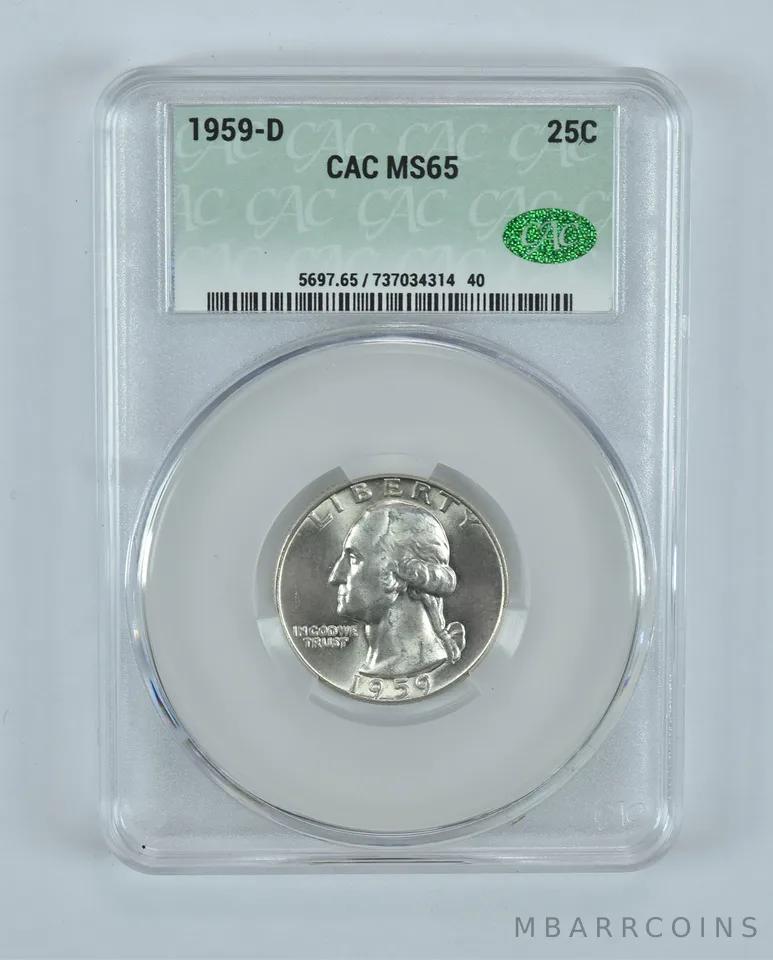 1959-D Washington Quarter MS65 CAC CACg