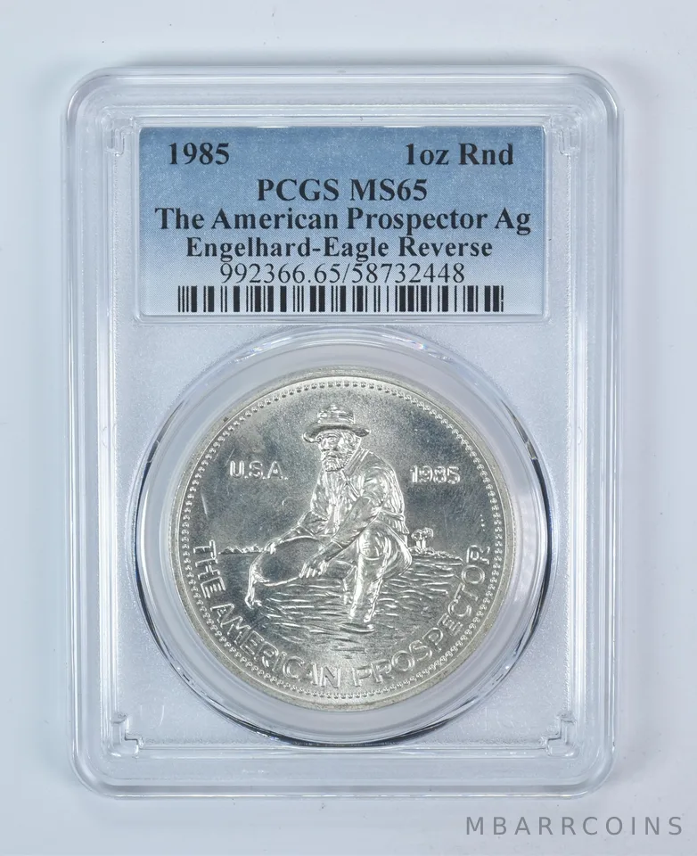 1985 Engelhard Prospector 1 Oz Silver Round Eagle Reverse MS65 PCGS