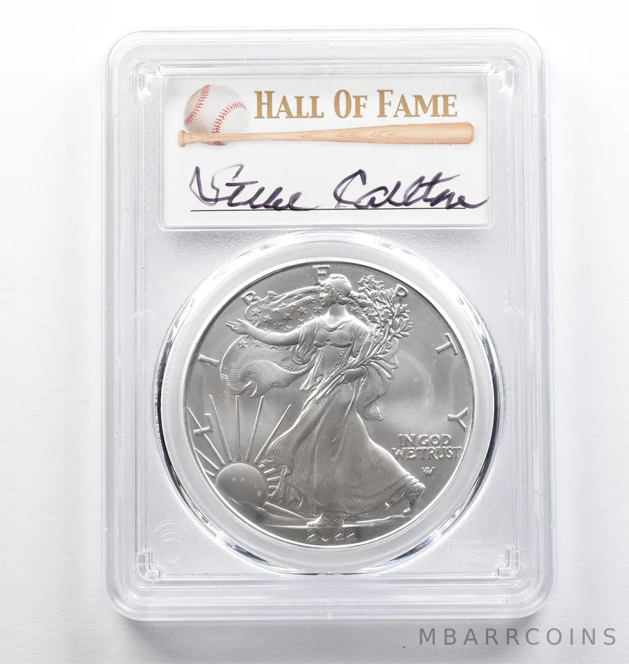 2022 American Silver Eagle Steve Carlton FDOI MS70 PCGS *9410
