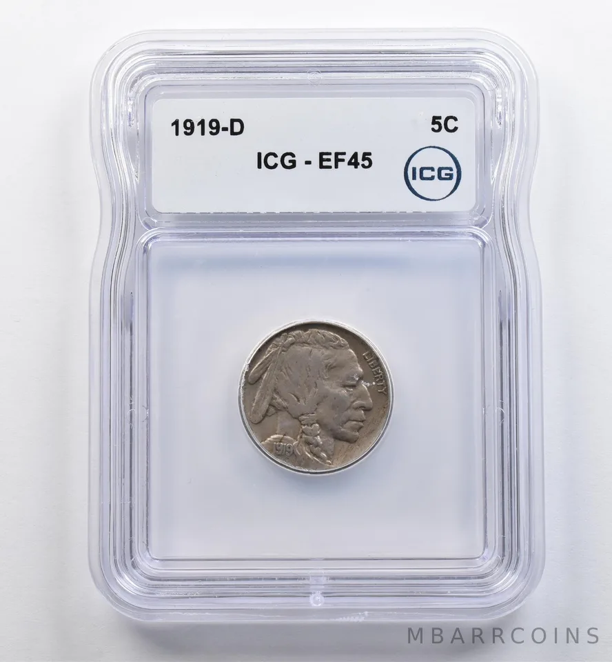 1919-D Indian Head Buffalo Nickel EF45 ICG *9031