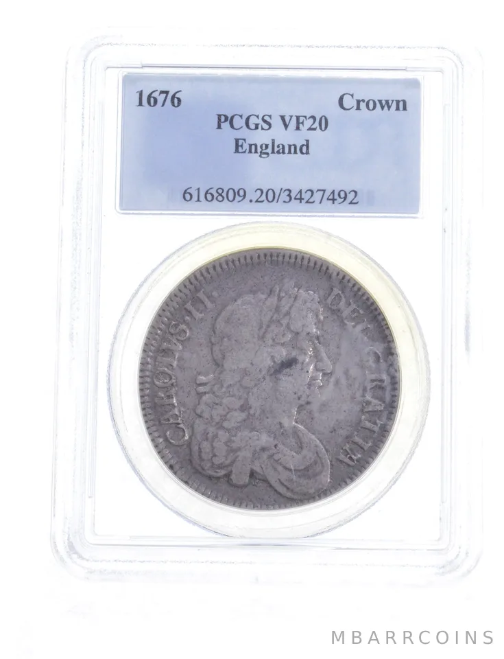 VF20 1676 United Kingdom 1 Crown - Graded PCGS *5229