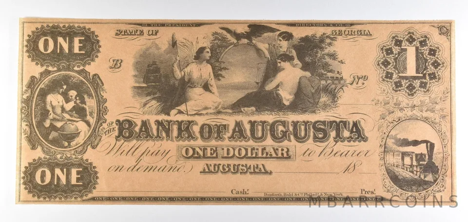1800s $1 Bank Of Augusta GA Obsolete Note *8784