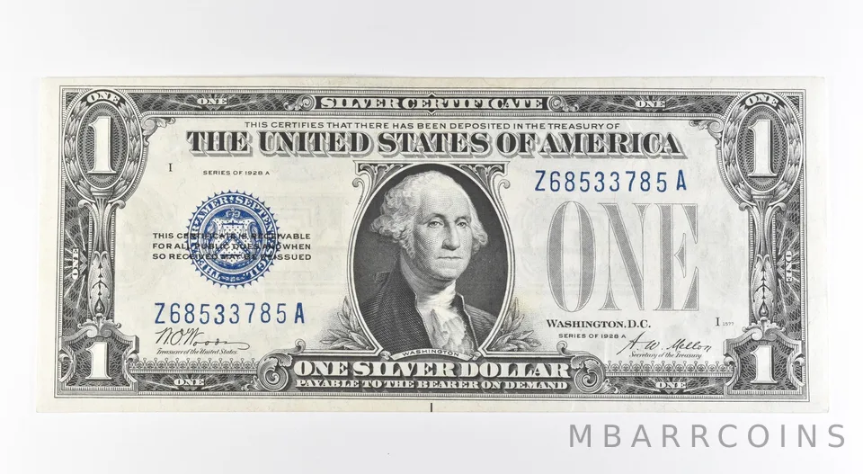 1928 A $1 Silver Certificate Blue Seal Fr#1601 a0500