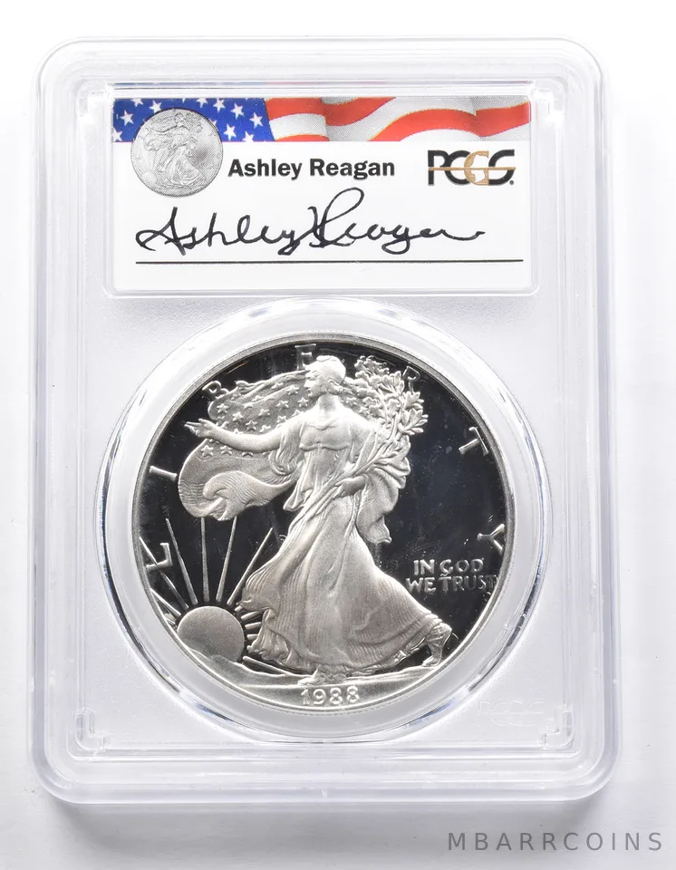 PR69 DCAM 1988-S American Silver Eagle Legacy Ashley Reagan Signed PCGS *6452