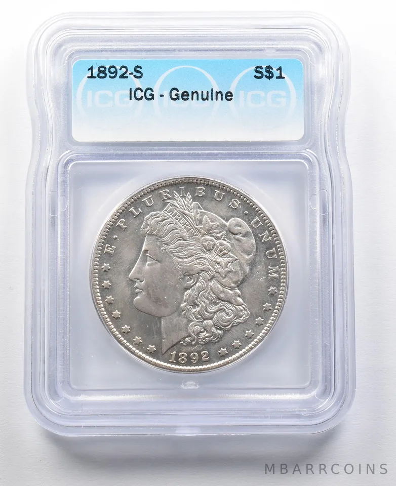 1892-S Morgan Silver Dollar Genuine ICG *2076