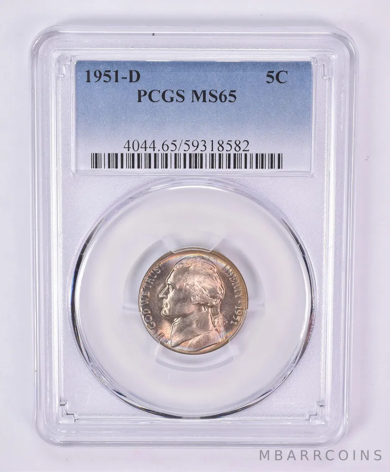 1951-D Jefferson Nickel MS65 PCGS Beautiful Tone *1165