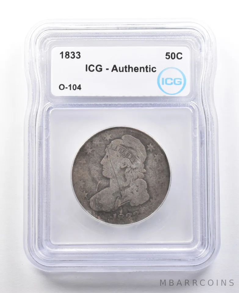 1833 Capped Bust Half Dollar O-104 Authentic ICG *2961