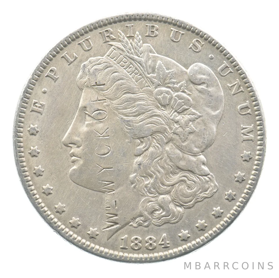 1884 Morgan Silver Dollar W Wyckoff Counterstamp *0829