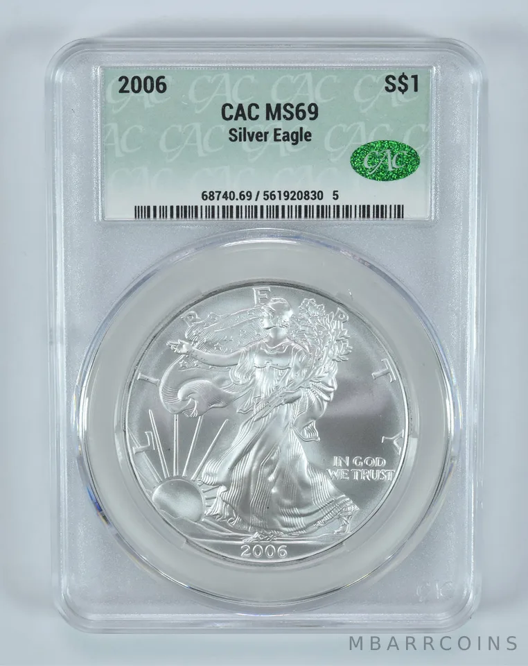 2006 American Silver Eagle MS69 CAC CACg