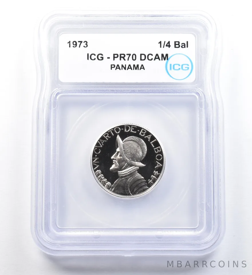 1973 Panama 1/4 Balboa PR70 DCAM ICG a1145