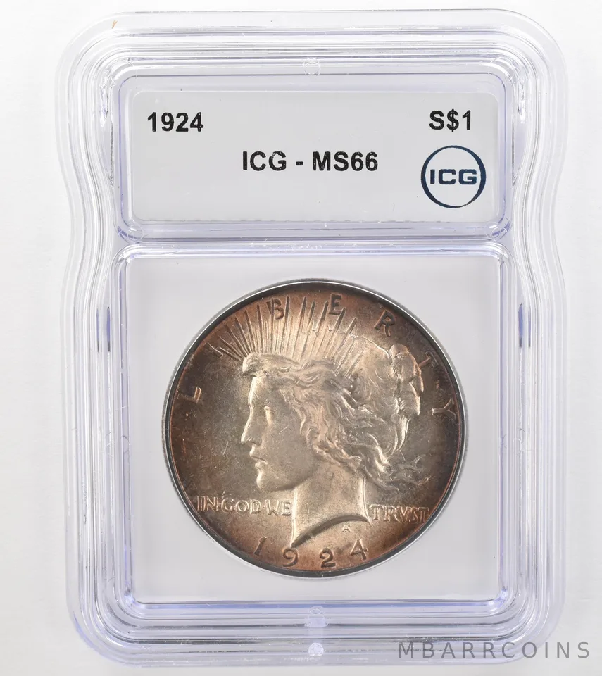 1924 Peace Silver Dollar MS66 ICG Beautiful Tone a9123