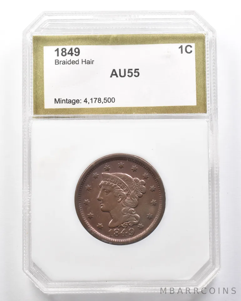 1849 Braided Hair Large Cent AU *8273