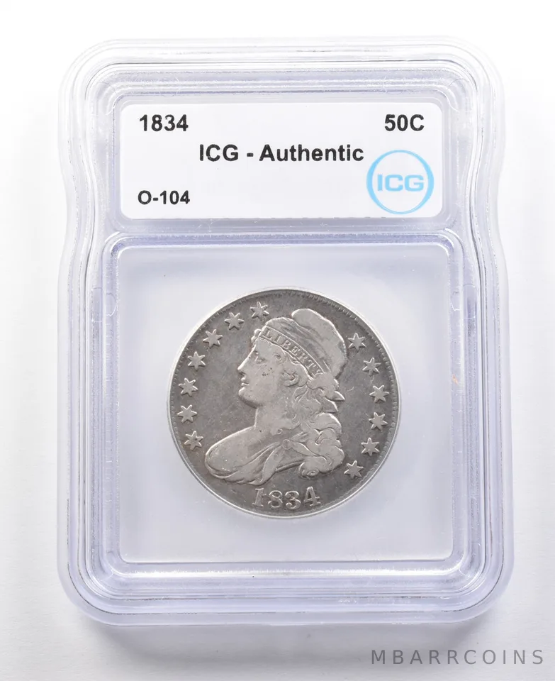 1834 Capped Bust Half Dollar O-104 Authentic ICG *2945