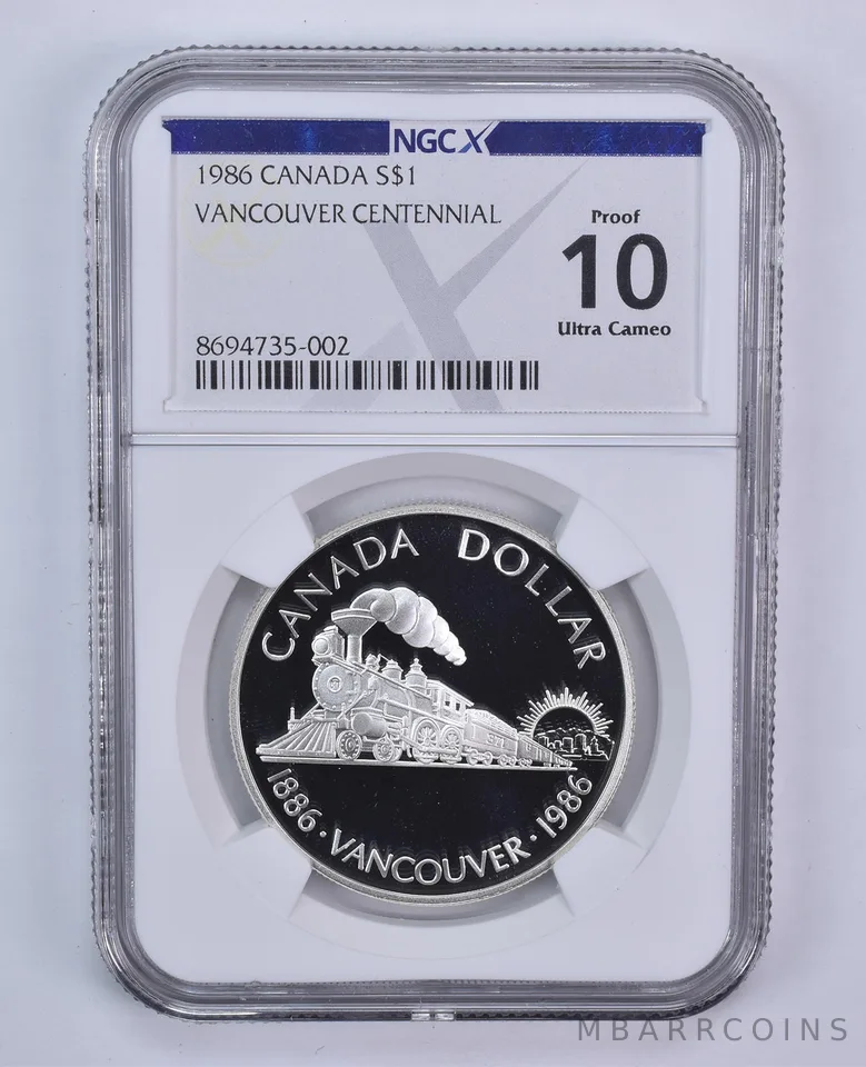 1986 Canada 1 Dollar Silver Vancouver Centennial Proof 10 UCAM NGC NGCX