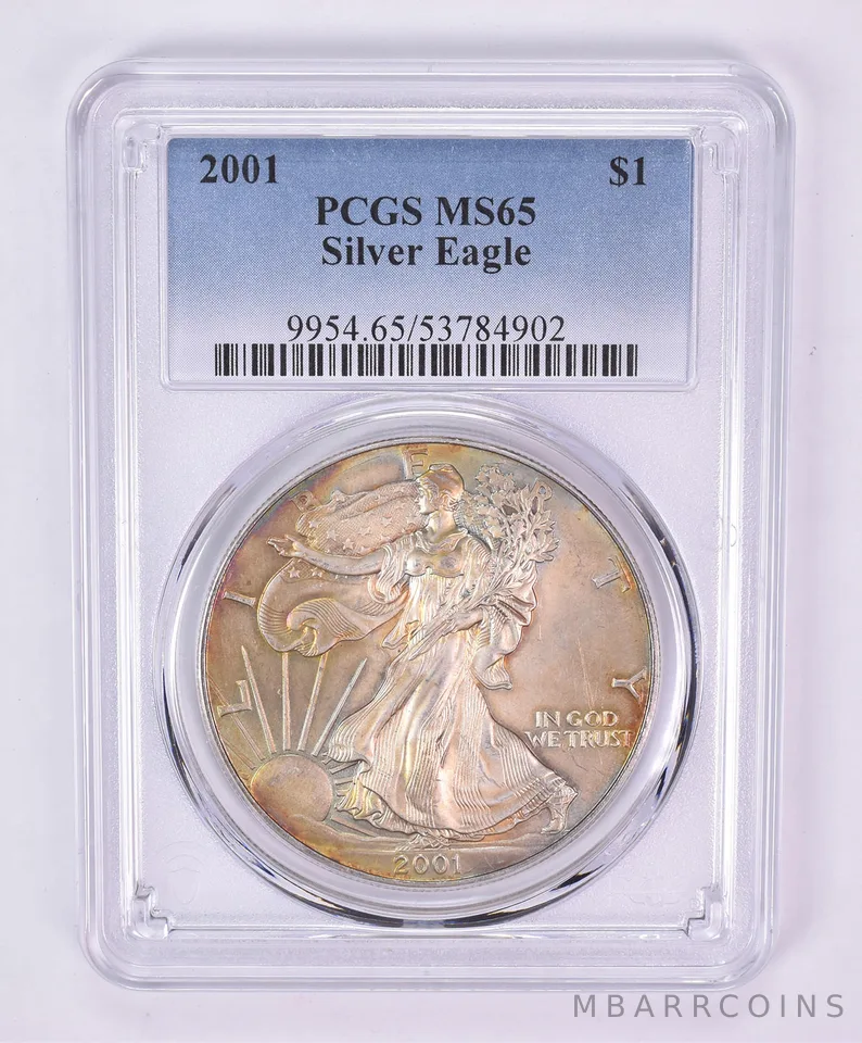 2001 American Silver Eagle MS65 PCGS Beautiful Tone *1089