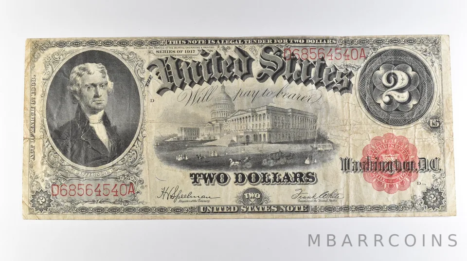 1917 $2 Legal Tender Large Note Red Seal FR#60 *0644