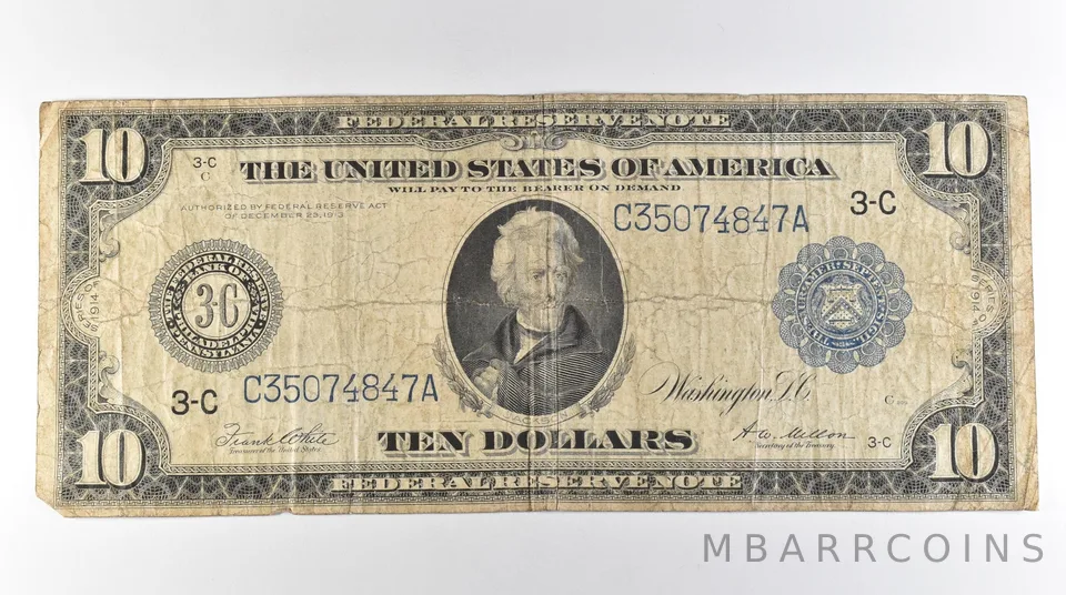 1914 $10 Philadelphia PA FRN Large Note Blue Seal *3094