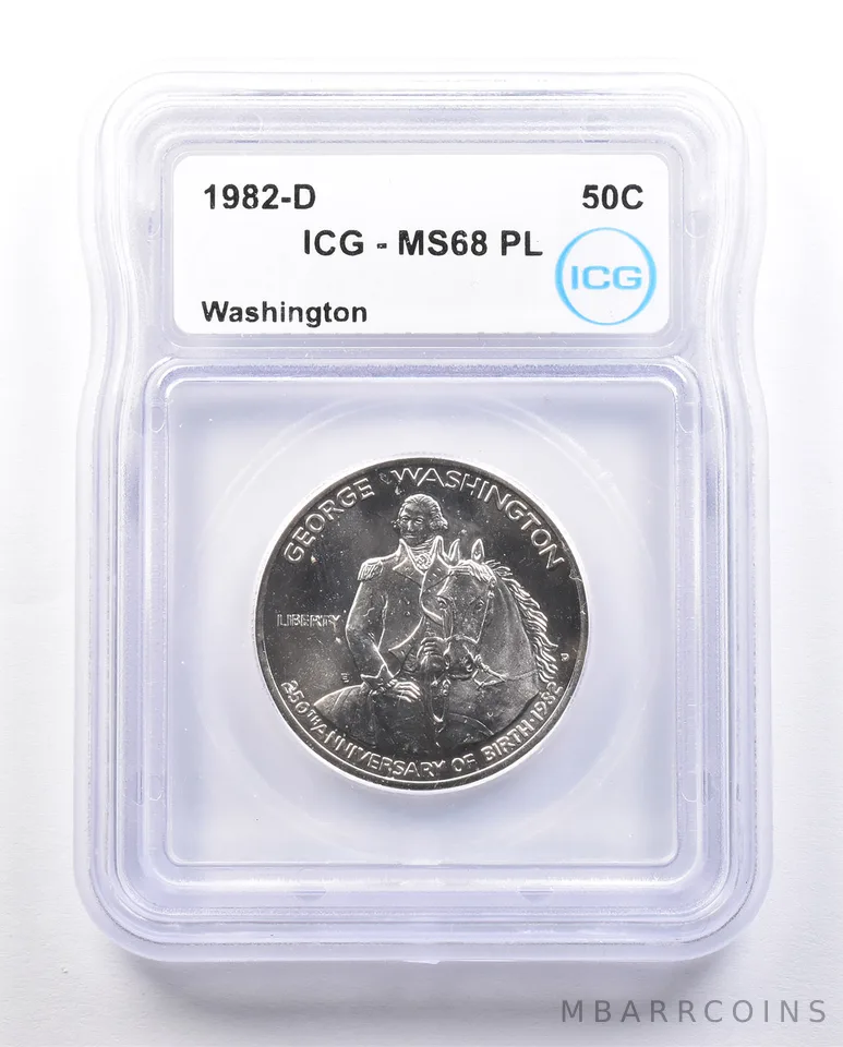 1982-D Washington Commemorative Half Dollar MS68 PL ICG *2413