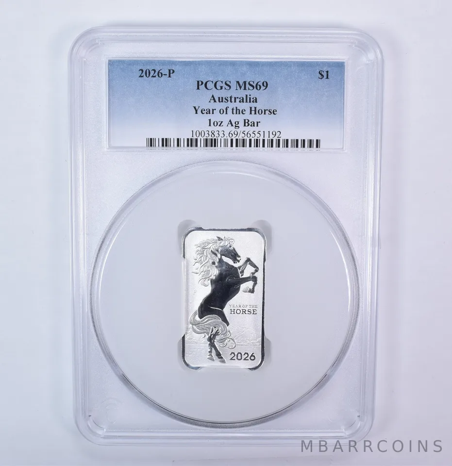 2026-P Australia 1 Dollar Silver Year Of The Horse 1 Oz Bar MS69 PCGS