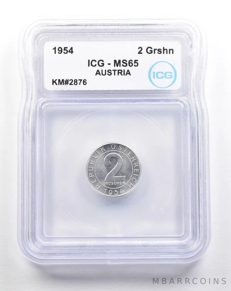 1954 Austria 2 Groschen KM#2876 MS65 ICG *5467