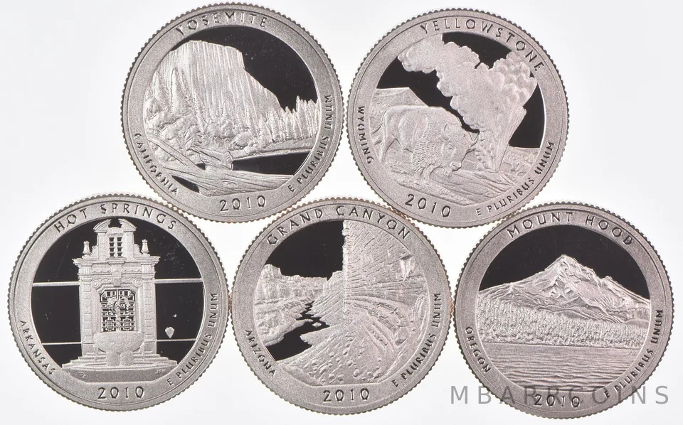 2010-S America The Beautiful Quarters (clad) From Proof Set (5 coins)