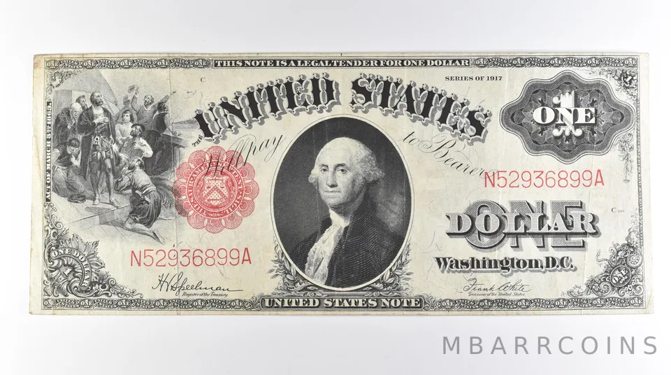 1917 $1 Legal Tender Large Note Red Seal Mule FR#39 *0666