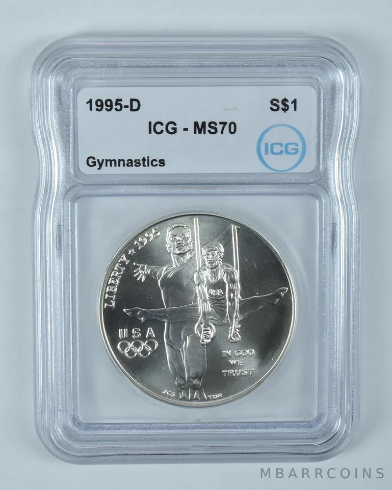 1995-D Olympic Gymnastics Commemorative Silver Dollar MS70 ICG