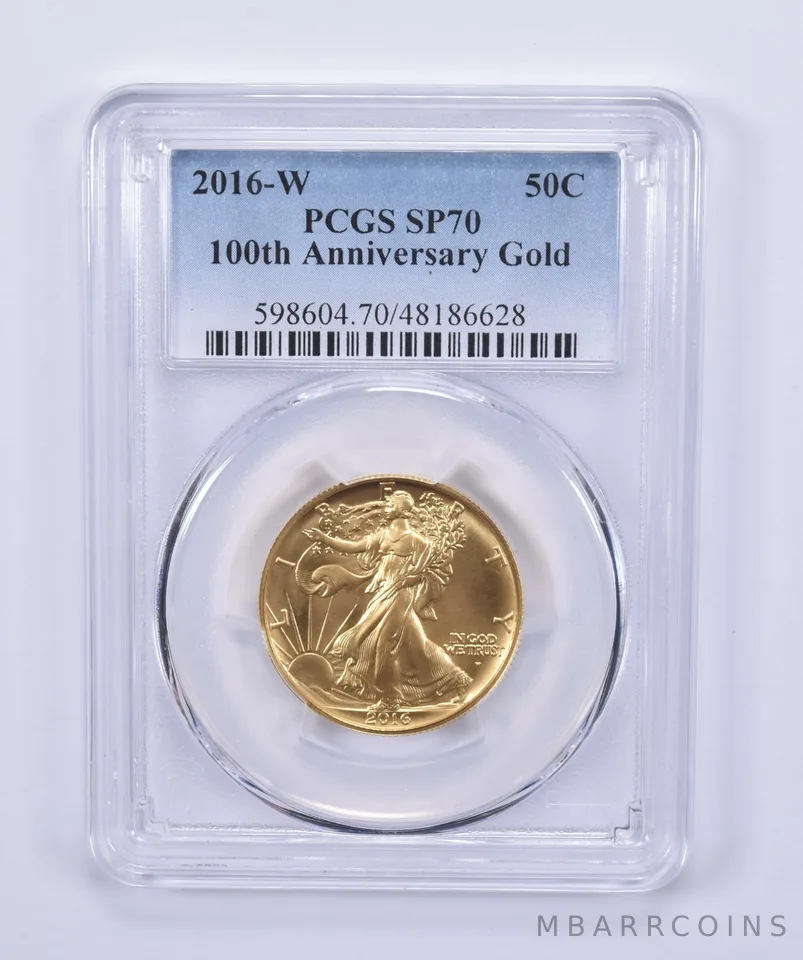 2016-W Gold Walking Liberty Half Dollar 100th Anniversary SP70 PCGS