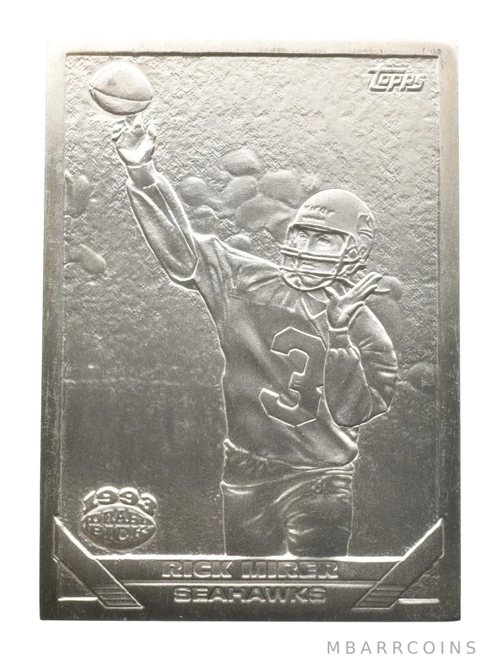1993 Rick Mirer Seahawks Silver Bar 4.35 Troy Oz Topps Card *2423