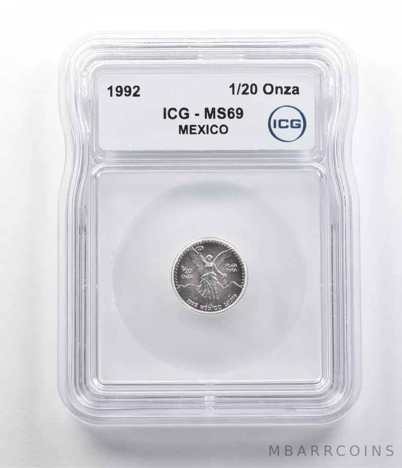 1992 Mo Mexico 1/20 Onza Silver Libertad MS69 ICG *7330
